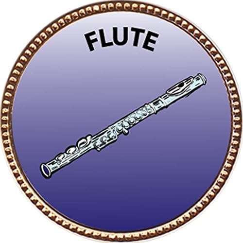 Flute Award, 1 inch dia Gold Pin "Musical Instrument Masteries Collection" by Keepsake Awards