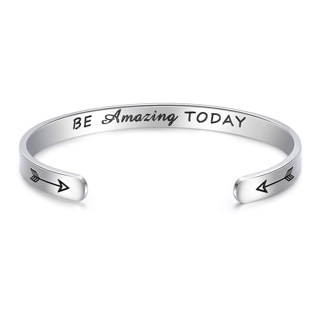 CERSLIMO Friendship Bracelet for Women - Inspirational & Motivational Cuff Bangle for Best Friend, Sister, Mother, Teacher Gifts, Birthday & Christmas Gifts, Be Amazing Today