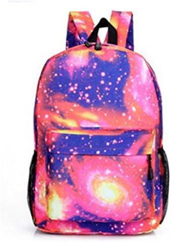 Canvas Teenager School Bag Book Campus Star Sky Printed Space Backpack red