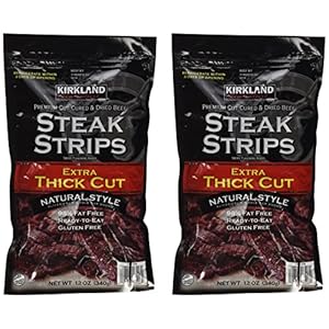 Kirkland Signature Premium Beef Steak Strips Jerky 12 Oz (2PAK)