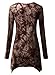 DJT Women's All Over Tie Dye Long Sleeve Asymmetrical Hem Tunic Medium Coffee