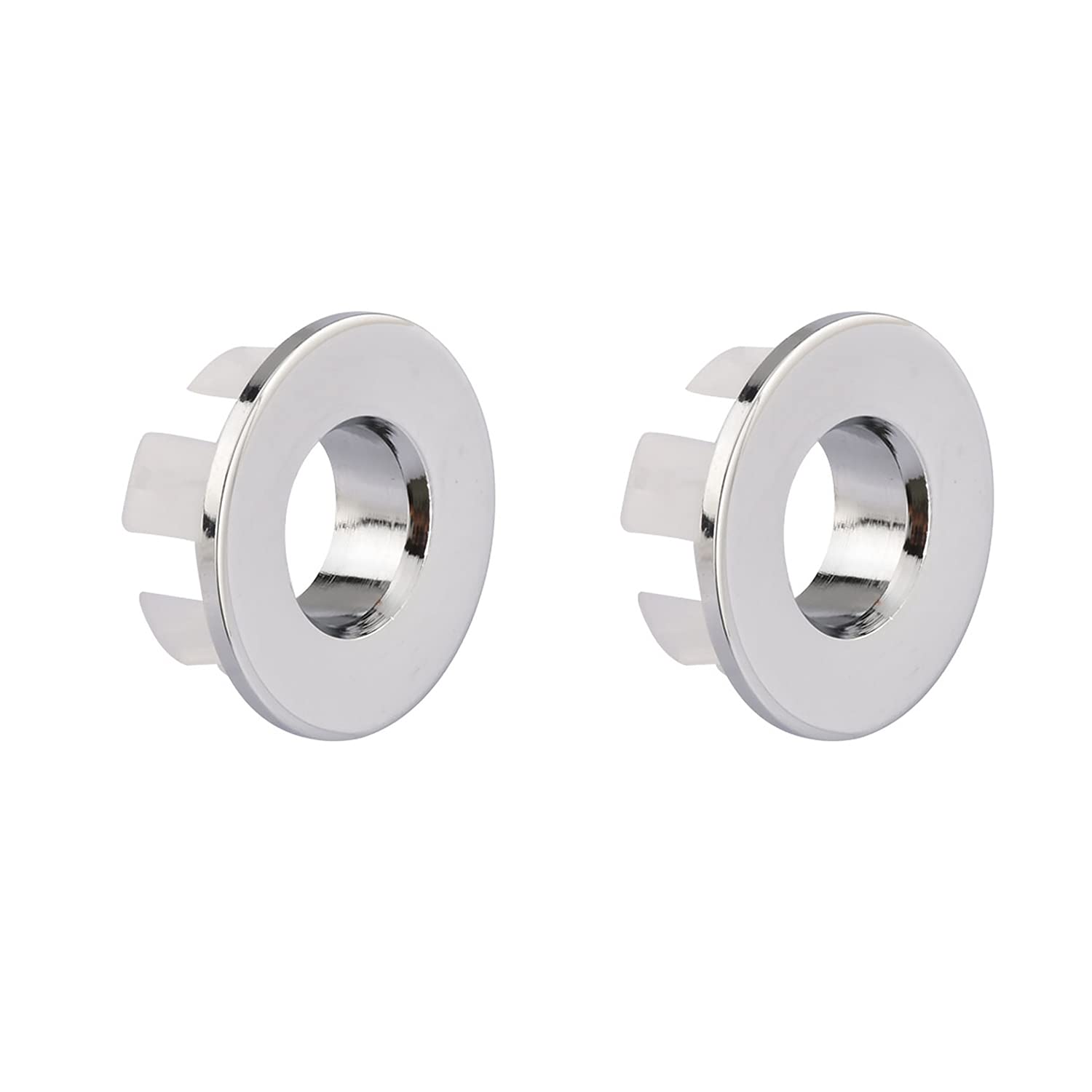 NSODOO Basin Fitting, Overflow Cover, Brass Insert into Round Hole Caps Chrome 2pcs