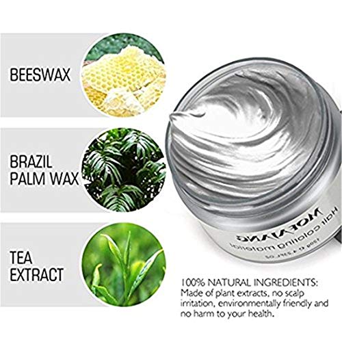 MOFAJANG Unisex Hair Color Dye Wax Styling Cream Mud, Natural Hairstyle Pomade, Temporary Hair Dye Wax for Party, Cosplay & Halloween, 4.23 oz (Silver Gray)