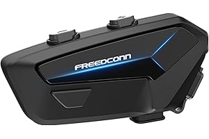 FreedConn FX Plus Motorcycle Helmet Bluetooth Headset, Auto-Join Mesh Network, 16 Riders Intercom Motorcycle Communication Systems with CVC and AI Noise Cancellation for Group Ride, 1 Pack