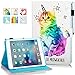 MonsDirect Leather Smart Kickstand Case Flip Wallet for iPad Mini 1-5, Shiny Cat