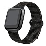 bayite Soft Bands Compatible with Fitbit Versa/Versa 2 Women Men, Breathable Sport Loop Band Replacement Accessories Wristband, Black