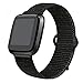 bayite Soft Nylon Bands Compatible with Fitbit Versa Women Men, Breathable Sport Loop Band Replacement Accessories Wristband, Black