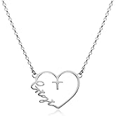omodofo Grandma Jewelry Nanny Necklace Stainless Steel Cutout Gigi Mimi Nana Mama Love Heart Letter Cross Pendant Necklaces Gift for Women.