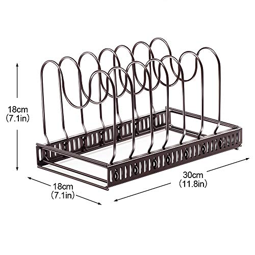 Expandable Pan Organizer Rack With 3 Pan Protector Holds 7 Pans & Lids Adjustable Cookware Rack For Kitchen Organization And Storage Masthome