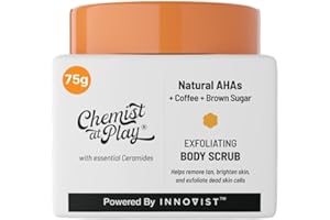 Chemist at Play Exfoliating Body Scrub For Removing Tan & Dead Skin Cells | Rough & Bumpy Skin, Tanned & Pigmented Skin | For Smooth, Soft & Bright Skin | Natural AHAs | Coffee 2.6 fl oz.
