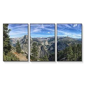 Floating Framed Canvas Wall Art for Living Room, Bedroom Landscape Gorge Mountain River Grassland Canvas Prints for Home Decoration Ready to Hang - 16"x24"x3 Panels
