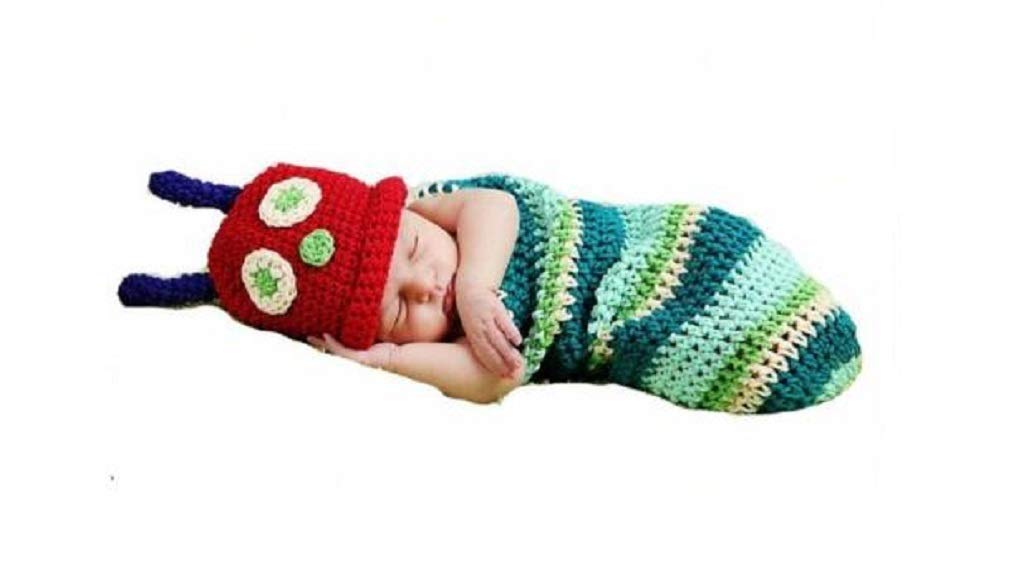 Dtailz Caterpillar, Newborn Baby phoyoshoot props outfit Girl/Boy Crochet Knit Costume Photo Photography easter Prop Hats Outfits