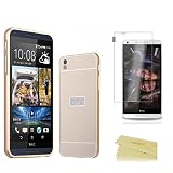 HTC Desire 816 Case,DAMONDY Luxury Metal Air Aluminum Bumper Detachable + Acrylic Hard Back+ Tempered Glass Screen Protector Film Case For HTC Desire 816(Gold )