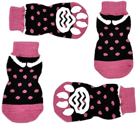 Posch Anti-Slip Knit Socks for pets with Traction Soles for Indoor Wear, Slip On Paw Protectors
