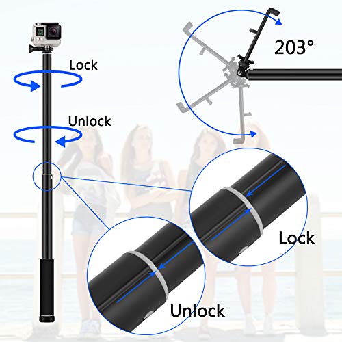 Bluetooth Selfie Stick Tripod,PEYOU 59" Extendable Monopod with Aluminum Tripod Stand and Remote Compatible for iPhone Xs Max XR X 8 7 6S 6 Plus,Galaxy S10 S9 S8 Plus,Tablet,Compatible for Gopro - Thumbnail 3