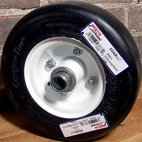 Martin Wheel 8X3.00-4 Carefree Solid Tire &amp; Wheel Deck Caster 1" OCRB + 3/4" Toro 13-3869