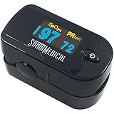 Santamedical Generation 2 OLED Fingertip Pulse Oximeter Oximetry Blood Oxygen Saturation Monitor with batteries and lanyard - Black