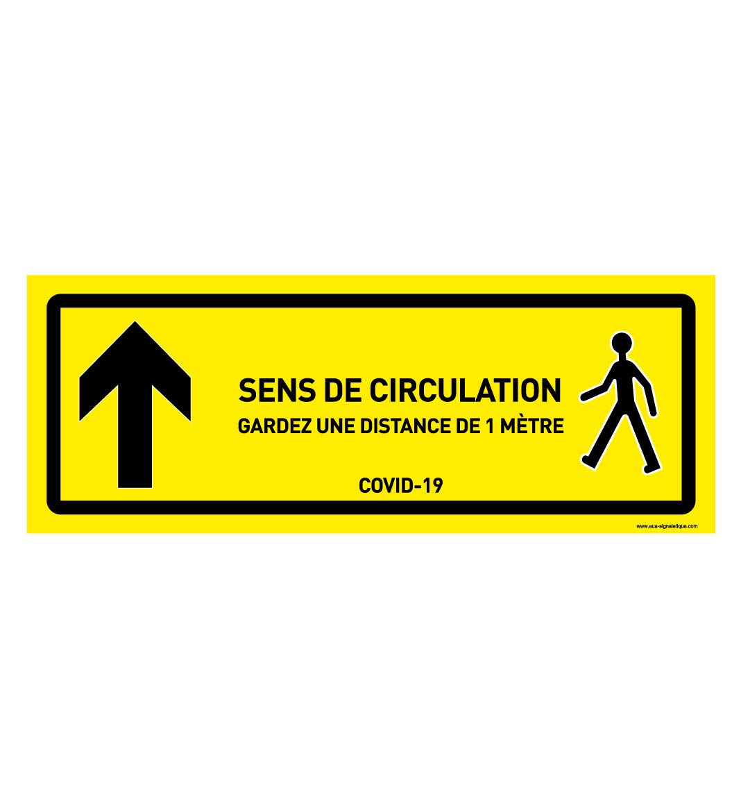 AUA SIGNALETIQUE - Signalisation au Sol Circulation Tout Droit - Autocollant laminé - Jaune 420x160 mm