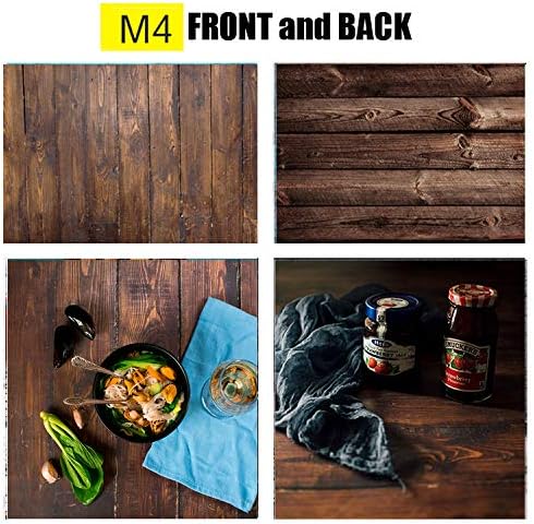 FiVan 33x22 inch 2 in 1 Vintage Wood Texture Waterproof Paper Photography Backdrop for Flat Lay Tabletop Food Cake Jewelry Luxury Cosmetics Props Tabletop Photography Pictures FUS-M4