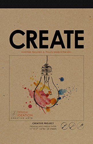 MULTI-MEDIA : Premium Paper Creative Project Pad for Pencil, Ink, Marker, Charcoal and Watercolor Paints. Great for Art, Design and Education. (Big 11" x 17")