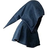FURPHI Medieval Cowl Hood Renaissance Faux Suede Cape Pagan Cosplay Halloween Costume Accessories