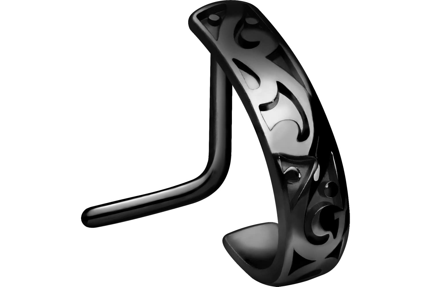 PIERCINGLINE Surgical steel nose piercing | Oriental design | Piercing nose stud | 4 colours (black coloured)