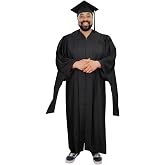 Unisex Masters Cap and Gown with 2026 Year Charm, Masters Degree Black Graduation Regalia