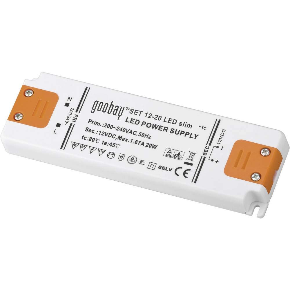 Goobay 30002 LED Transformer, 12 V (DC)/20 W