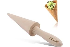 Wooden Cone, Wood Roller Pizzelle Krumkake Ice Cream Mold Waffle Wooden Mini Decorating Baking Pastry Tool Part Pizzelle Make