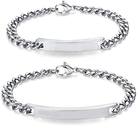 Roone His and Hers Matching Set Titanium Stainless Steel Custom Bracelets (1 Pair) (Customized models)