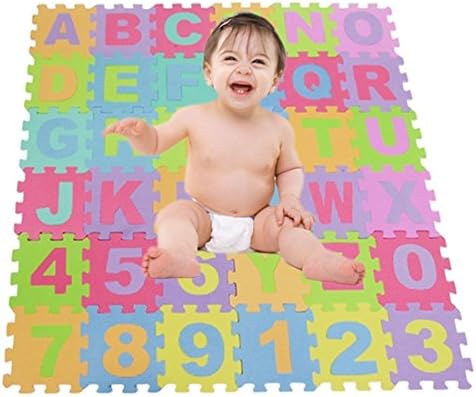 Lufore 36 Pieces Kids Playing Puzzle Mats &amp; Foam Educational Children Alphabet and Numbers Mat