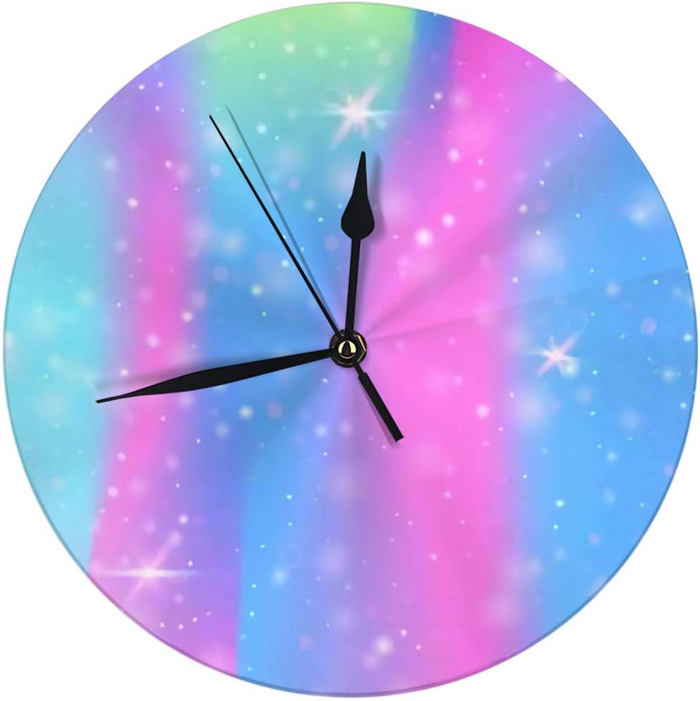 Modern Wall Clock Large 98 Inch Holographic Abstract Multicolor Backdrop With Gradient Mesh 90s 80s Retro Sty Vintage Wall Clock Amazonca Home Kitchen