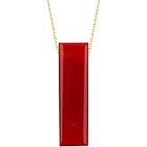 Shivangi Gems Natural Red Onyx Gemstone Bar Pendant Necklace, Handmade Women Jewelry, Healing Crystals, Adjustable Gold-Plated Chain 20inch, Gift for Her Birthdays Special Occasions