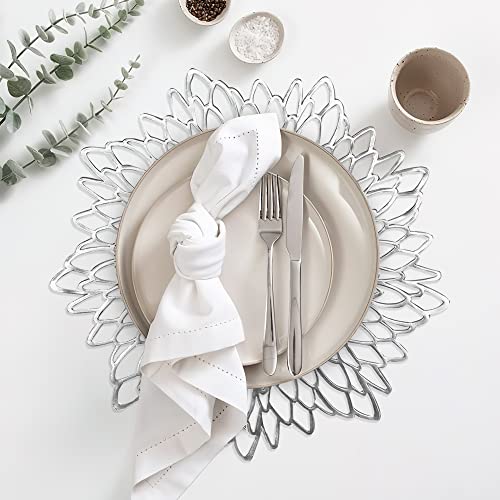 WARMTONE Silver Placemats Charger Plates Set of 10 for Round Tables