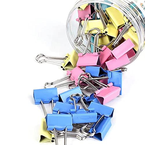 Colour Foldback Clips, 48Pcs 25mm Metal Binder Clips for Home Office School Daily Needs Small Foldback Clips(Multicolour)