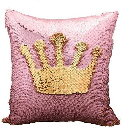 casemantra Sequin 214 TC Cushion Cover, 16 x 16 Inch, Pink