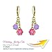 Flower Stud Earrings - Hand Painted Earrings Set Including Pink and Purple Flower Stud Earrings for Sensitive Ears 18k Gold Plated