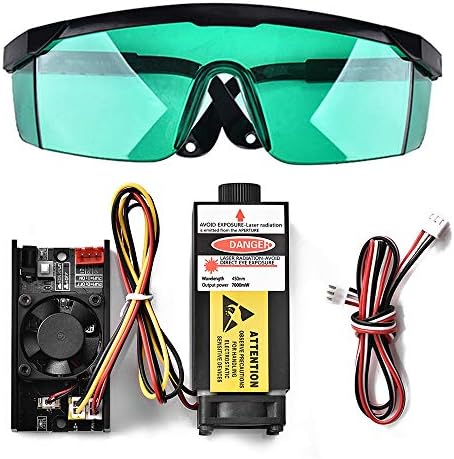 Uttiny Laser Module, 2.5W 450nm TTL PWM Control BlueAdjustable Laser Head Used As Head Engraving Module With Goggles For DIY Laser Engraver Machine (7000mW)