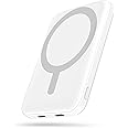 podoru for Magsafe Battery Pack, 5000mAh Magnetic Power Bank with Type-C Cable 20W PD Fast Charging Lighting Input Wireless Portable Charger for iPhone 16/15/14/13/12/ All Series-White