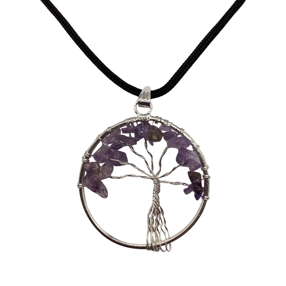 VIE Naturals Tree of Life Pendant, Amethyst, 30mm