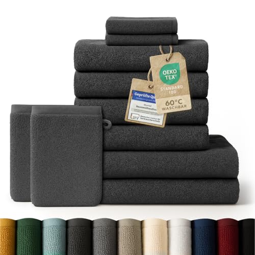 Blumtal - Handtuch-Set – 2 Badetücher – 4 Handtücher – 2 Gästetücher – 2 Waschlappen – weich und saugfähig – 100% Baumwolle – Oeko-TEX® Zertifiziert –