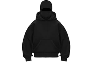 Geitven Balaclava Ninja Zipper Hoodie With Built In Balaclava,Double Hooded Jacket Hoodie With Mask,Winter Hoodies