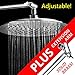 AquaSpa 9-inch Round Rain Shower Head (180 degrees Adjustable) PLUS HotelSpa 11 Inch Solid Brass Height/Angle Adjustable Extension Arm