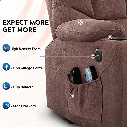 DEVAISE Power Lift Massage Recliner Chair with OKIN Motor Heat and Vibration for Elderly