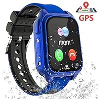 PTHTECHUS Smart Watch for Kids GPS Tracker - Boys & Girls IP67 Waterproof Smartwatch Phone SOS Alarm Clock Camera Games Sports Watches for Students Cellphone Watch Children Birthday Gifts