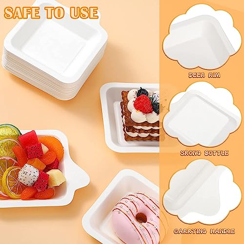 TERRIFI Paper Dessert Plates, Small Disposable Plates Paper Plates Bulk, White Cake Appetizer Paper Plates, White Square Plates Dessert Plates Cake Paper Plates, Snack Plates 50PCS