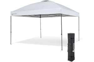ARROWHEAD OUTDOOR 10’x10’ Pop-Up Canopy & Instant Shelter, Easy One Person Setup, Adjustable Height, Wheeled Carry Bag, Guide Ropes & Stakes Included, White v2 (New) (KGS0382U)