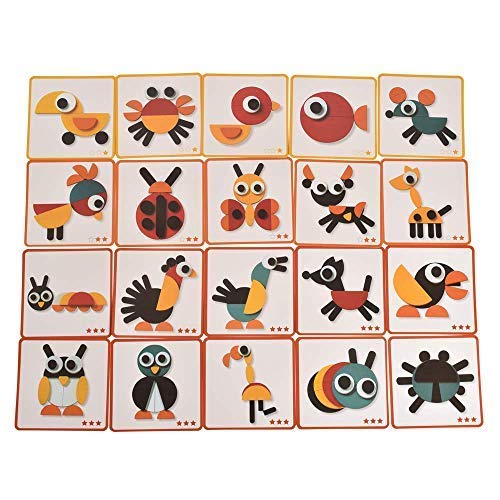 BOHS Creative Animals Themed Pattern Blocks Set -Puzzles for Toddlers and Preschooler Kids Ages 2.5 - 6 Years Old , with 20 Activity Idea Cards and 1 Pouch - Thumbnail 3