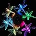LED Solar Dragonfly Wind Chimes Light Changing Colors Outdoor - Waterproof Solar Powered Dragonflies Mobile Romantic Wind-Bell Gifts for Home, Party, Xmas Decor, Night Garden Decoration, Gifts for Mom