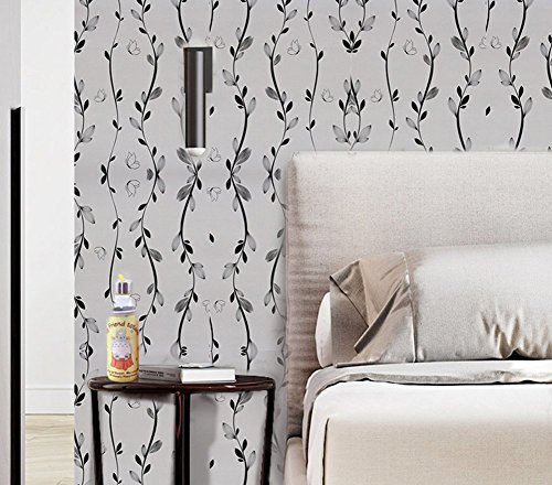 Self Adhesive White Leaf Decorative  Vinyl Shelf Drawer Liner Home Decor Wallpaper 17x118 inch - Thumbnail 2